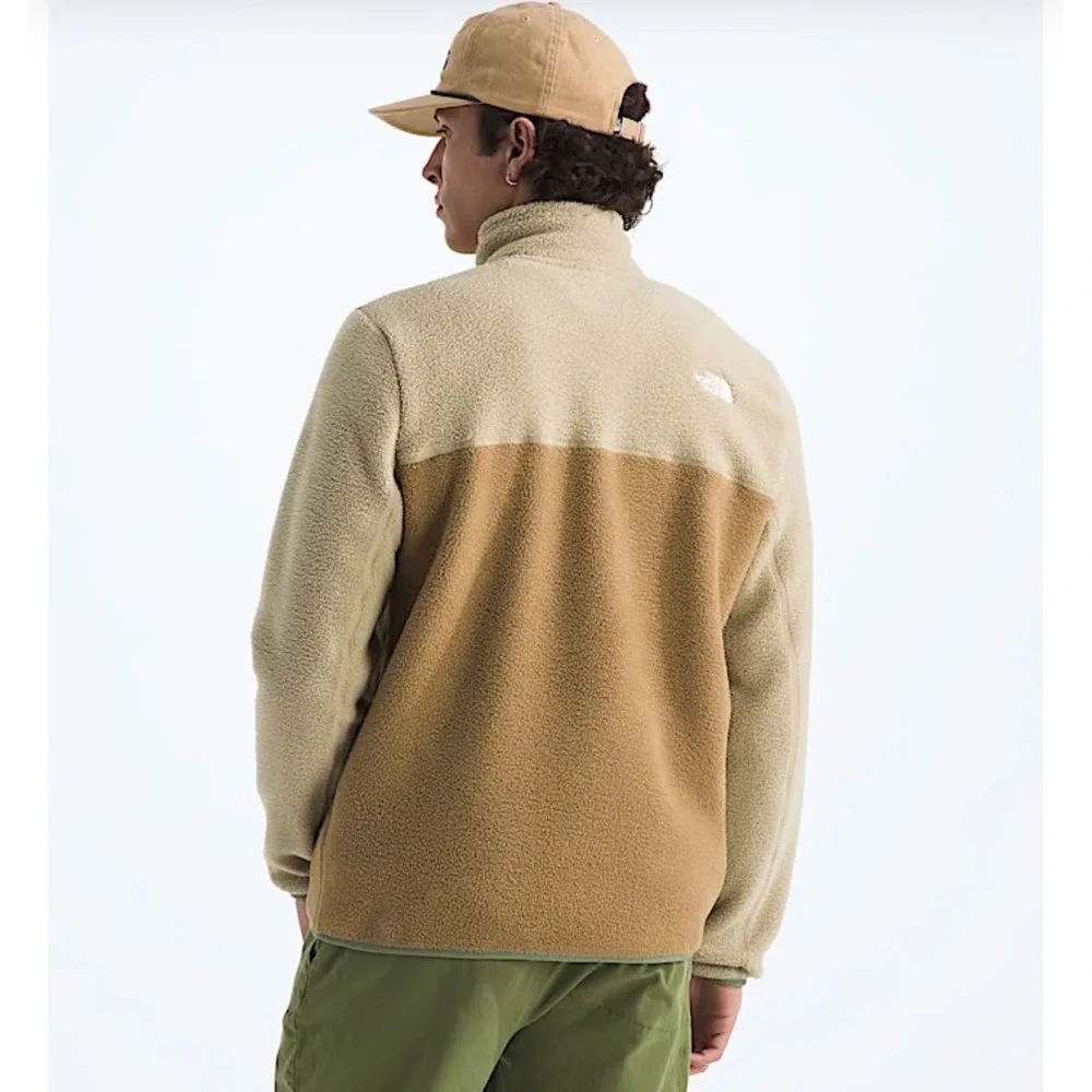 The North Face Mens XXL Circular Design Sherpa Quarter Zip Fleece Pullover Tan